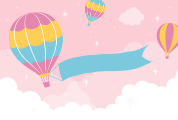 Fototapeta na wymiar vector background with hot-air balloons in the sky for banners, cards, flyers, social media wallpapers, etc.
