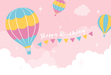 vector background with hot-air balloons in the sky for banners, cards, flyers, social media wallpapers, etc.