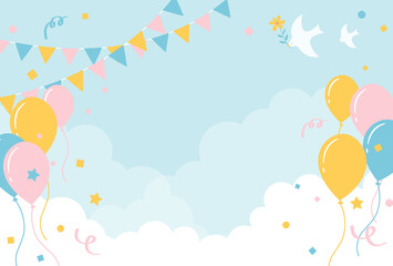 festive vector background with balloons in the sky for banners, cards, flyers, social media wallpapers, etc.