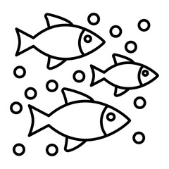  Vector Fishes Outline Icon Design