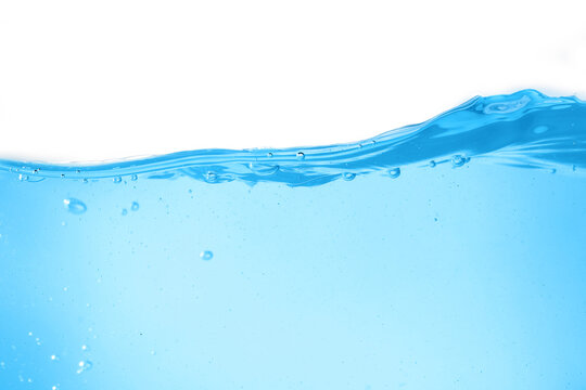 Blue surface water and air bubble isolated on white background