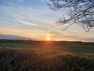 sunset over Hampshire fields