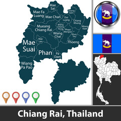Map of Chiang Rai, Thailand