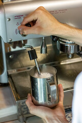 Coffee machine in steam