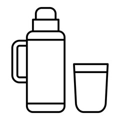 Vector Thermos Flask Outline Icon Design