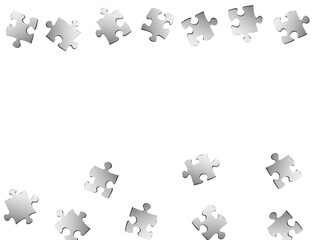 Game enigma jigsaw puzzle metallic silver pieces