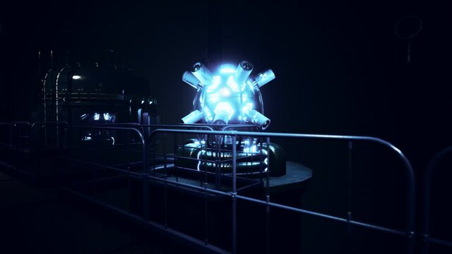futuristic cyberpunk power plant thermonuclear or nuclear reactor