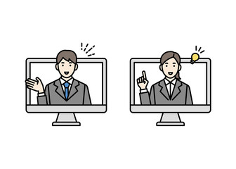 オンラインで説明するビジネスパーソン