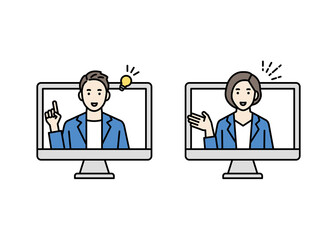 オンラインで説明するビジネスパーソン