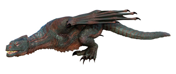 3D Rendering Fairy Tale Dragon on White