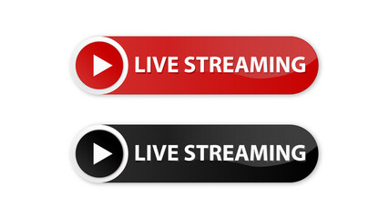 Live Streaming Button - Live stream icon with play button - video broadcasting - online stream - Streaming icons in modern for apps and website - web buttons
