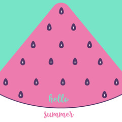 Hello Summer inscription on the background of watermelon. Summer Banner 
