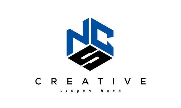 NCS three letters creative logo with hexagon