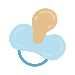 Blue plastic baby soother isolated vector illustration