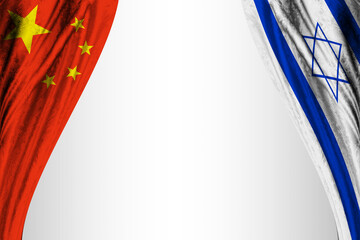 Flag of China and Israel with theater effect. 3D illustration