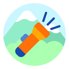 Flashlight , Outdoor and Camping flat icon.