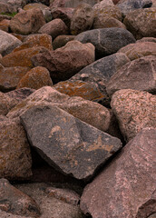Stones on the breakwater in the port.