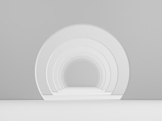 Fototapeta premium White acrhitecture circle arc rhythm background - 3d rendering