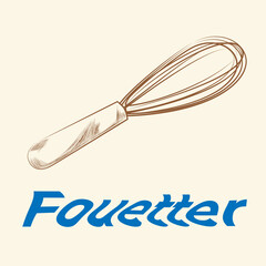 Fouetter pictogramme pâtisserie boulangerie dans le style gravure 