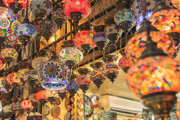 Vintage Turkish Lamps in Grand Bazaar Istanbul, Turkey