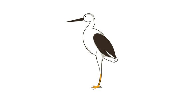 White crane icon animation cartoon best object isolated on white background