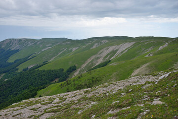 Fototapeta na wymiar Crimean Mountains, Colorful mountain landscape panorama, Babugan Yaila