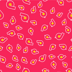 Line Automotive turbocharger icon isolated seamless pattern on red background. Vehicle performance turbo. Turbo compressor induction. Vector
