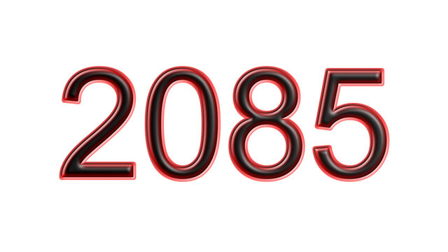 red 2085 number 3d effect white background