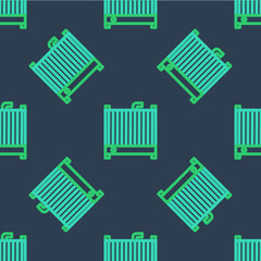 Line Car radiator cooling system icon isolated seamless pattern on blue background. Vector