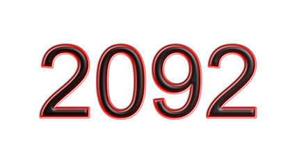 red 2092 number 3d effect white background
