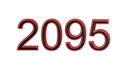 red 2095 number 3d effect white background