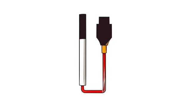 Electronic cigarette with USB cable icon animation cartoon best object isolated on white background