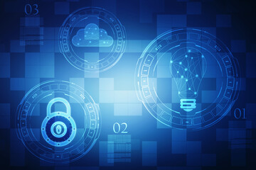 Obraz premium Closed Padlock on digital background, Technology security concept. Cyber Security and network protection Concept, personal data security