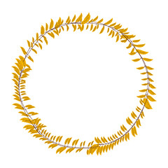 A wreath of autumn leaves on a white background for use in clipart or web design