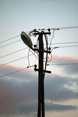 street lamp on blue sky and lamppost,