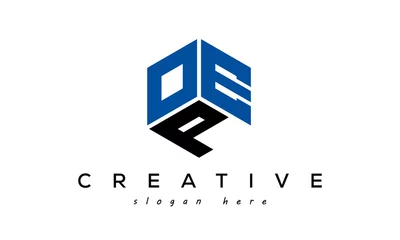 Deurstickers OEP three letters creative logo with hexagon © Murad Gazi