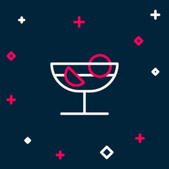 Line Cocktail icon isolated on blue background. Colorful outline concept. Vector