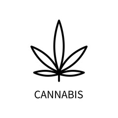 Line Icon Cannabis In A Simple Style. Vector sign in a simple style isolated on a white background. Original size 64x64 pixels.