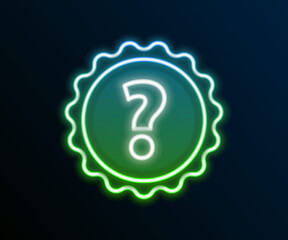 Glowing neon line Question mark icon isolated on black background. FAQ sign. Copy files, chat speech bubble and chart. Colorful outline concept. Vector