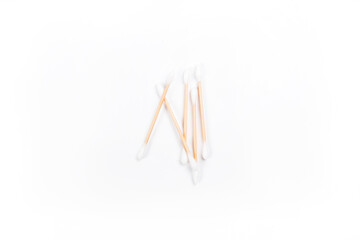 Zero waste concept flatlay with bamboo cotton buds