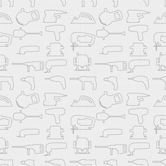 Vector seamless repeating pattern and background with industrial power tools transparent icons. For website background, package design, store window design and signboard also other ideas.