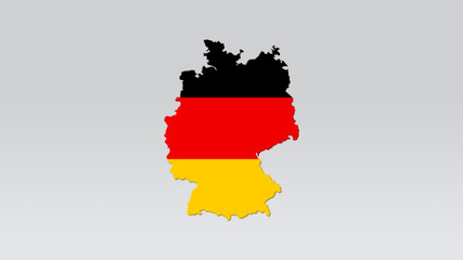 Shape of Germany with flag in grey background. 4K