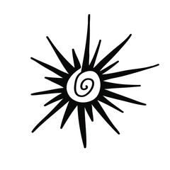 Abstract sun in boho style. Fireworks rays