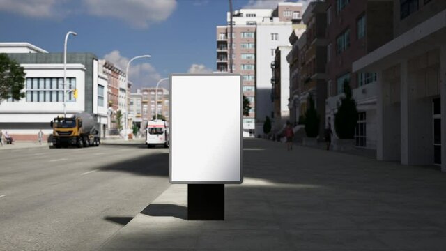3D mockup outdoor signboard on stand in public area