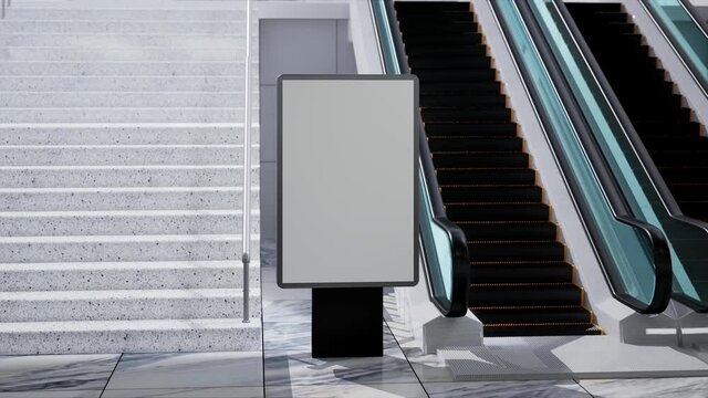 3D video rendering blank billboard at subway station