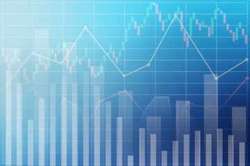 Abstract illustration image of stock financial index market with candlesticks, graph and chart for business report and presentation background.