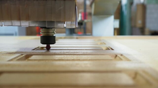 Milling woodworking lathe machine tool with CNC, furniture production.