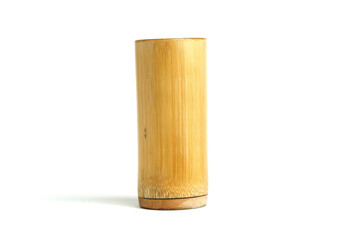 Bamboo wood traditional glass for drinks. Reusable and friendly food kitchen equipment.