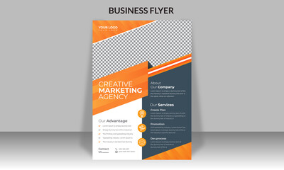 Corporate business flyer design and digital marketing agency brochure cover template with photo Free Vector