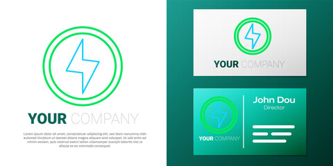 Line Lightning bolt icon isolated on white background. Flash sign. Charge flash icon. Thunder bolt. Lighting strike. Colorful outline concept. Vector